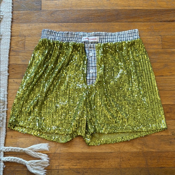 NWOT Hand Over Ex-Boyfriend Green Sequin Boxer Short Size M - Picture 1 of 4